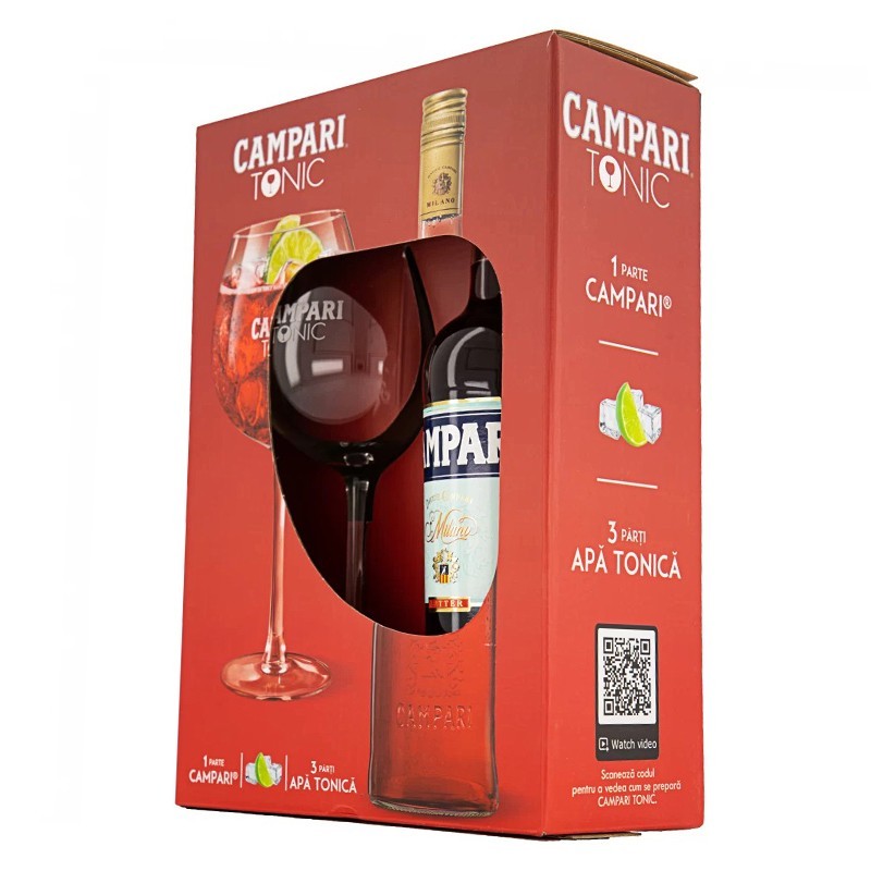 Bitter Campari + 1 Pahar 25% Alcool, 0.7 l