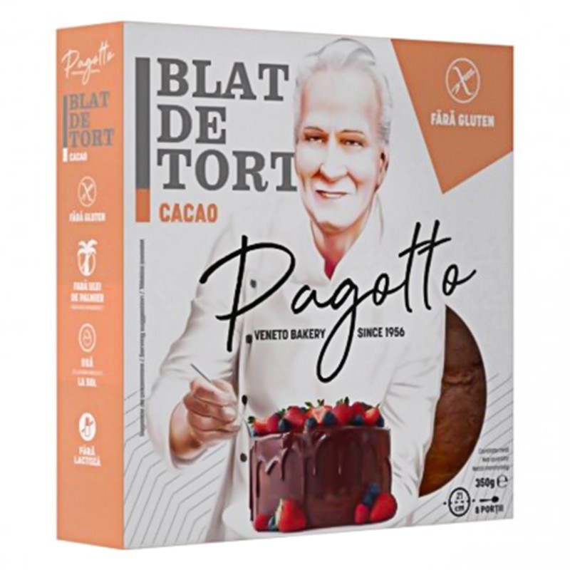 Blat de Tort Cacao fara Gluten Pagotto, 350 g
