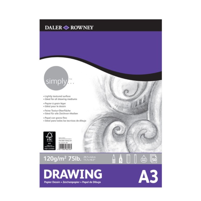 Bloc Desen Simply Daler Rowney, 29.7 x 42 cm, 120 g/mp