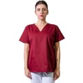 Bluza Medicala Dama Clara Clasic, Maneca Scurta, 2 Buzunare, Grena, M