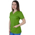 Bluza Medicala Dama Clara Premium, Maneca Scurta, 2 Buzunare, Verde Absint, XS