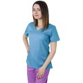 Bluza Medicala Dama Mira Clasic, Maneca Scurta, 2 Buzunare, Bleu, XS