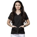 Bluza Medicala Dama Mira Clasic, Maneca Scurta, 2 Buzunare, Negru, L