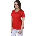 Bluza Medicala Dama Mira Clasic, Maneca Scurta, 2 Buzunare, Rosu, M