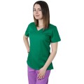 Bluza Medicala Dama Mira Clasic, Maneca Scurta, 2 Buzunare, Verde Inchis, XS