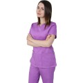 Bluza Medicala Dama Tina Premium, Maneca Scurta, 2 Buzunare, Lila, XS