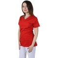 Bluza Medicala Dama Tina Premium, Maneca Scurta, 2 Buzunare, Rosu, XS