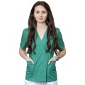 Bluza Medicala Tip Kimono Dama Kira Clasic, Inchidere Capse Si Cordon, 2 Buzunare, Verde, XS