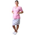 Bluza Medicala Tip Kimono Dama Kira Premium, Inchidere Capse Si Cordon, 2 Buzunare, Roz deschis, XL