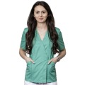 Bluza Medicala Tip Kimono Dama Kira Premium, Inchidere Capse Si Cordon, 2 Buzunare, Verde deschis, XL