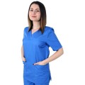 Bluza Medicala Unisex Ved Clasic, Maneca Scurta, 3 Buzunare, Albastru deschis, XS