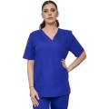 Bluza Medicala Unisex Ved Clasic, Maneca Scurta, 3 Buzunare, Albastru Inchis, S