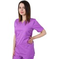 Bluza Medicala Unisex Ved Clasic, Maneca Scurta, 3 Buzunare, Lila, M