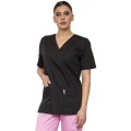 Bluza Medicala Unisex Ved Clasic, Maneca Scurta, 3 Buzunare, Negru, XS