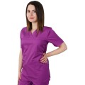 Bluza Medicala Unisex Ved Premium, Maneca Scurta, 3 Buzunare, Mov, XS