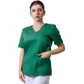 Bluza Medicala Unisex Ved Premium, Maneca Scurta, 3 Buzunare, Verde Inchis, XS