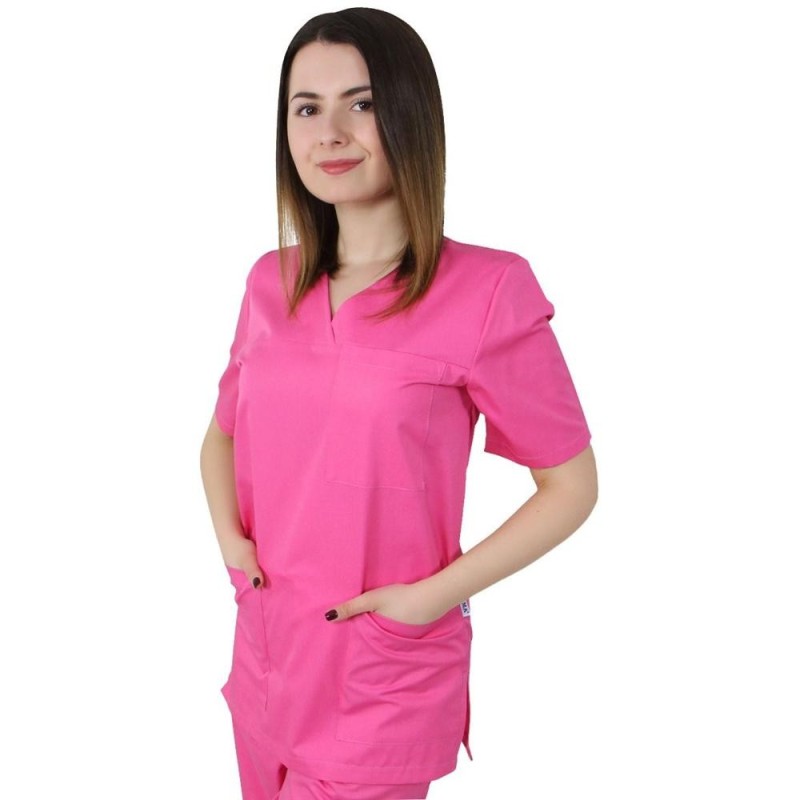 Bluza Unisex Guler V, Tercot 140g, Roz Inchis, Marime S