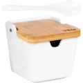Bol pentru Zahar, Alb, cu Lingurita si Capac, din Ceramica, 250 ml, Vilde