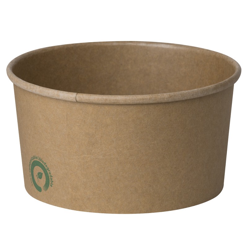 Boluri Biodegradabile, Compostabile PLA Kraft, Diametru 150 mm, 1000 ml, 60 buc