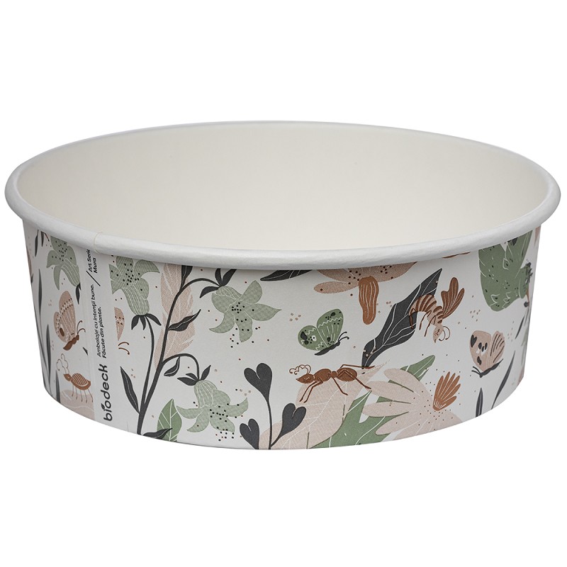 Boluri Biodegradabile, Compostabile PLA Mura cu Capace Albe, Diametru 184 mm, 1200 ml, 6 buc