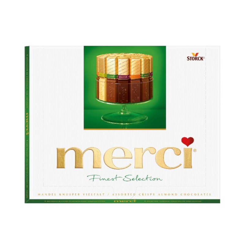 Bomboane de Ciocolata Asortate, Merci, Cutie Verde, 250 g