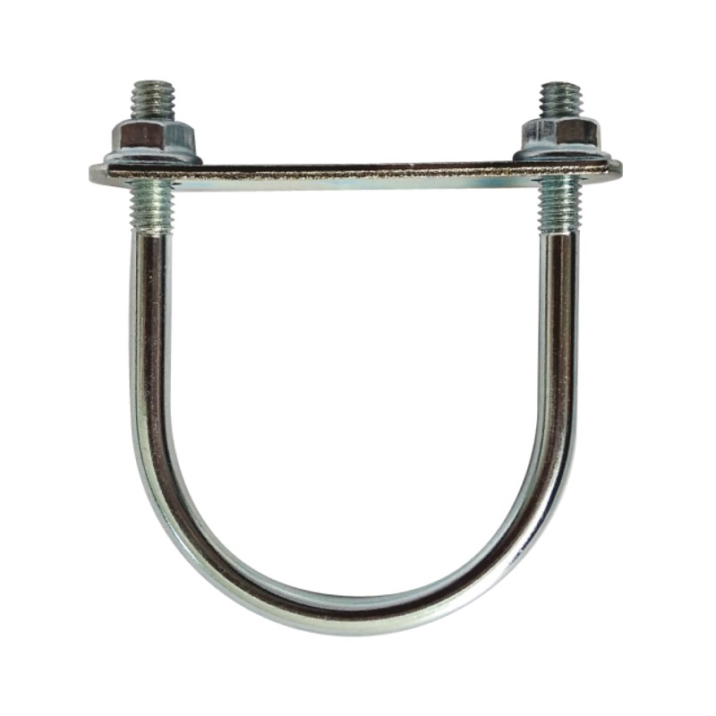 Brida Otel Rotund 80 mm Tip U pentru Fixarea Panourilor de Gard pe Stalpi Rotunzi, Vopsit Zincat