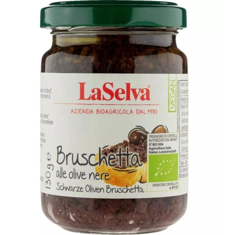 Bruschetta cu Masline Negre Bio, 130 g, LaSelva
