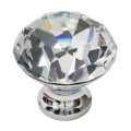 Buton Cristal Model Fi20 Plat, Finisaj Crom Lucios/Transparent