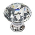 Buton Cristal Model Fi40 Plat, Finisaj Crom Lucios/Transparent