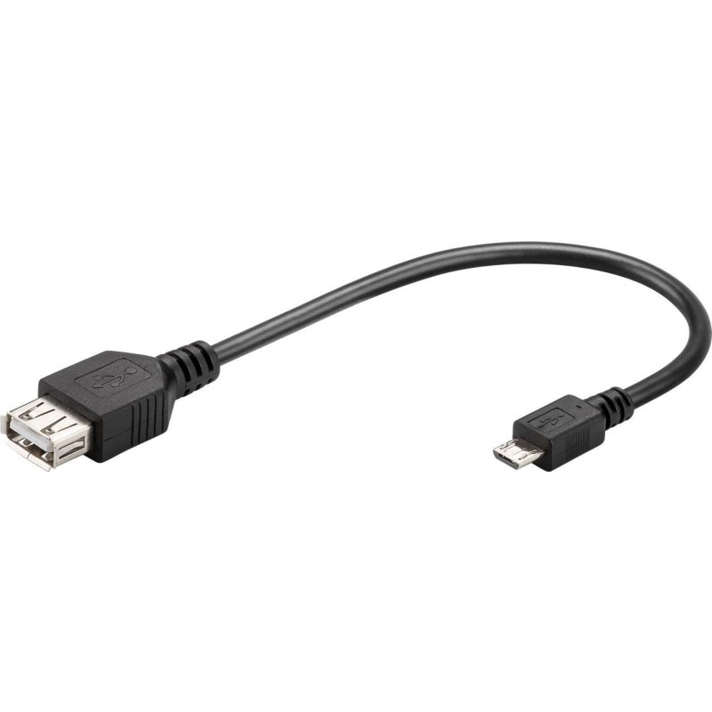 Cablu Adaptor OTG USB 2.0 A Mama - Micro USB-B 2.0 Tata, Negru, 0.2m, Goobay
