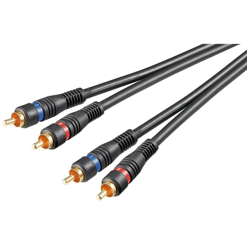 Cablu Audio 2 x RCA Tata - 2 x RCA Tata, Contacte Aurite, 5m Goobay