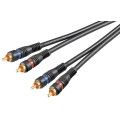 Cablu Audio 2 x RCA Tata - 2 x RCA Tata, Contacte Aurite, Negru, 10m, Goobay