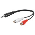 Cablu Audio 3,5 mm Stereo Tata - 2 x RCA Mama, 0.2m
