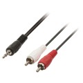 Cablu Audio 3,5mm Stereo Tata - 2 x RCA Tata, Negru 1.5mm