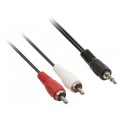 Cablu Audio Jack Stereo 3.5mm Tata - 2 x RCA Tata, Negru 3m, Goobay