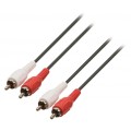 Cablu Audio Stereo 2 x RCA Tata - 2 x RCA Tata, Negru 1.0m, Valueline