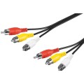 Cablu Audio Video 3 x RCA Tata - 3 x RCA Tata, Negru 1.5m Goobay