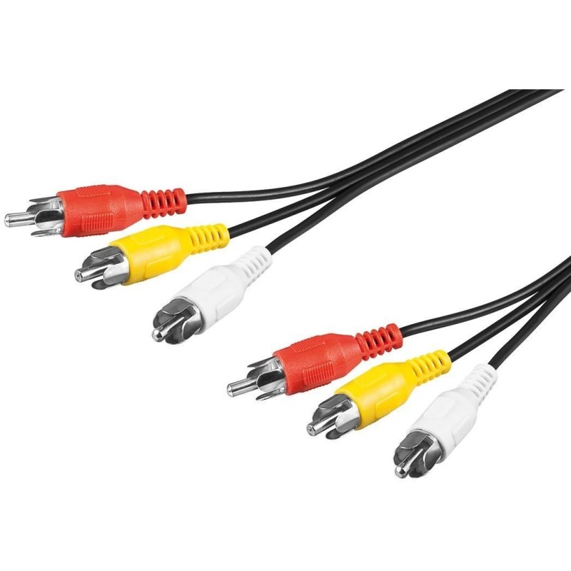 Cablu Audio Video 3 x RCA Tata - 3 x RCA Tata, Negru 5m Goobay