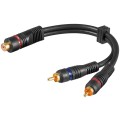 Cablu Audio Video RCA Mama - 2 x RCA Tata, Contacte Aurite, 0.2m