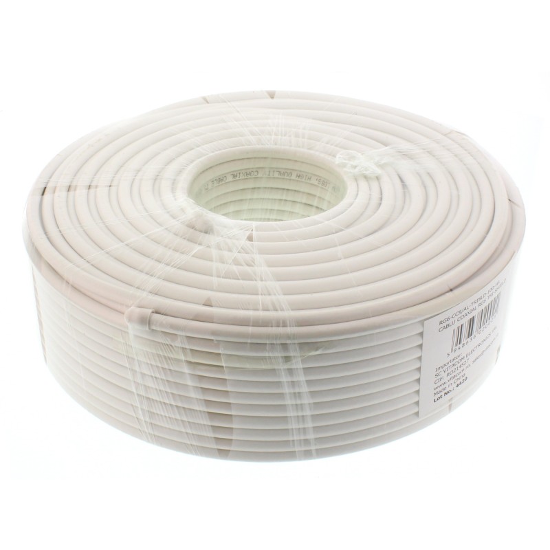 Cablu Coaxial RG6, Fire Otel Cuprat, Triplu Ecranat, 64 x 0.12mm Al+Folie Al, Rola 100m, Well