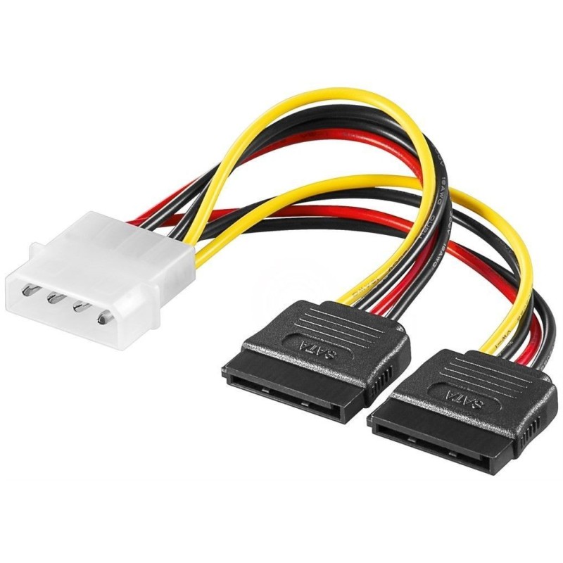 Cablu de Alimentare 4pini 5.25 Tata - 2 x 15pini SATA Mama, Goobay