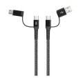 Cablu de Date si Incarcare 4 In 1, USB A, 2 x USB C, Micro USB, 1 m, Well, Negru