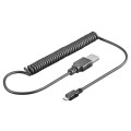 Cablu de Date USB 2.0 A Tata - Micro USB Tata, 1.5m, Spiralat, Goobay