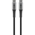 Cablu de Date USB-C tata - USB-C tata, Gri/Argintiu, Textil, Flexibil, 2 m, Goobay