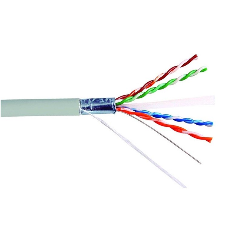 Cablu de Retea F / UTP Well, Cat 6, 8 Fire din Cupru, Gri, Rola 305m