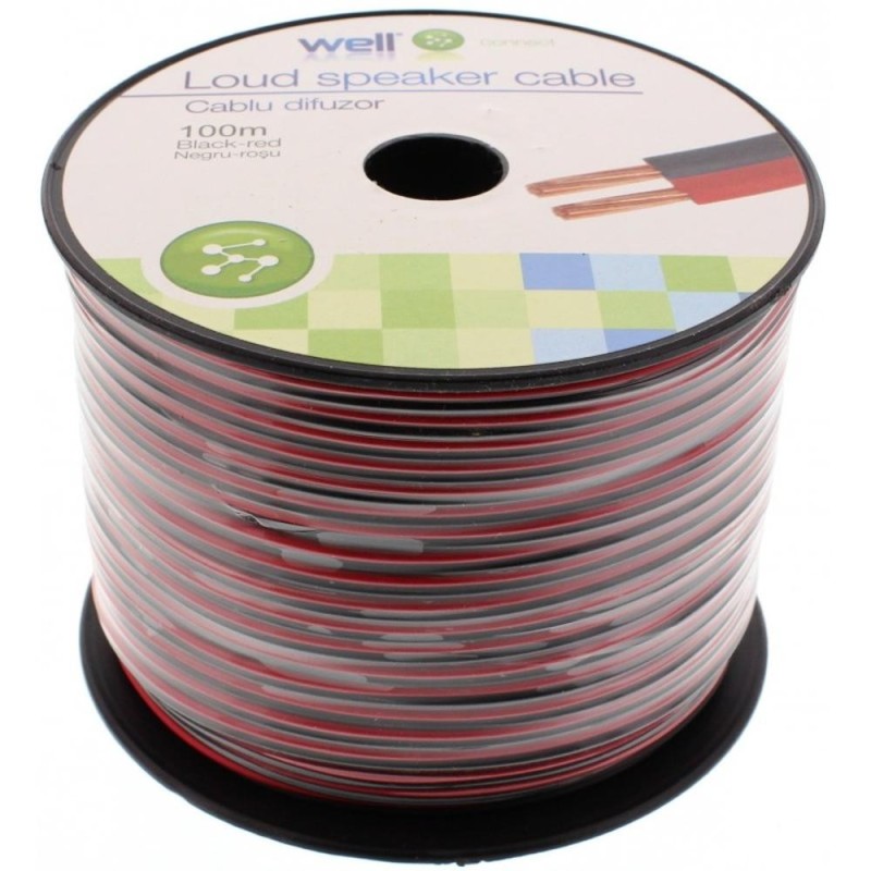 Cablu Difuzor Rosu / Negru 2 x 0.35mmp, 100m, Well
