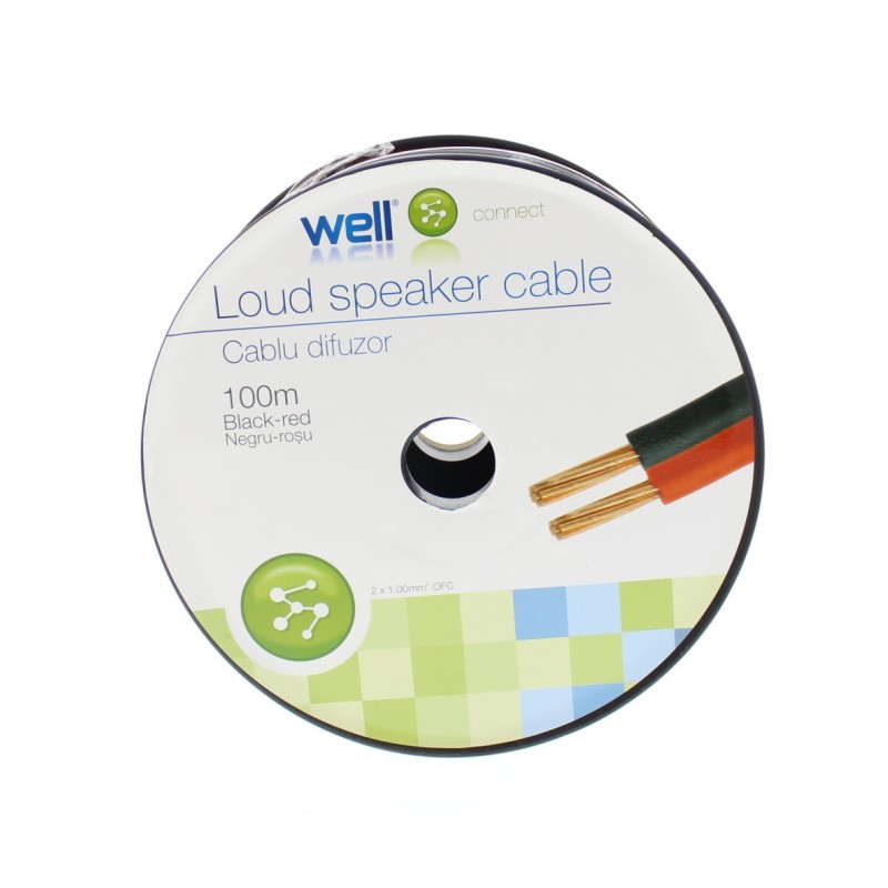 Cablu Difuzor Rosu / Negru, Cupru 2 x 1.00mmp, 100m, Well