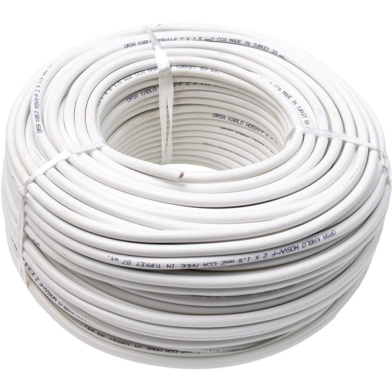 Cablu Electric Simplu Alb, 2 x 1.5 x 100 m, Clasa de Protectie A++