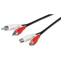 Cablu Extensie 2 x RCA Tata - 2 x RCA Mama, Negru 1.5m, Goobay