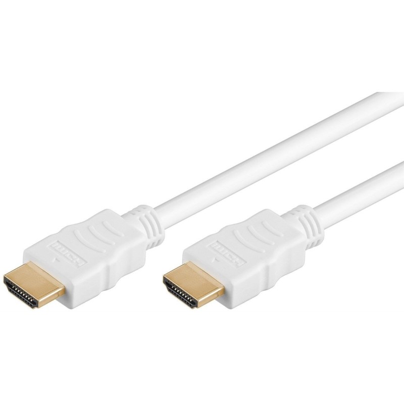 Cablu HDMI-A Tata - HDMI-A Tata High Speed cu Ethernet, 2m, Alb, Goobay